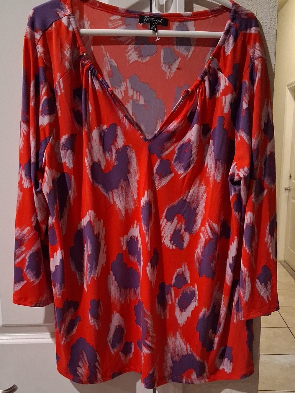 P:  Red & Purple V-Neck Sleep Tunic